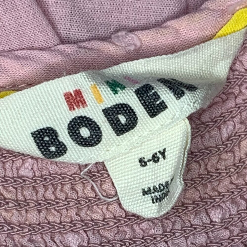 Mini Boden Pink Embroidered Top 5-6Y Rainbow Smocked Yoke Boho Cotton Blouse - Picture 3 of 3
